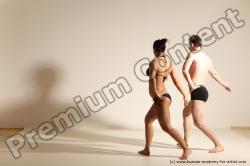 Swimsuit Woman - Man White Athletic Dancing Dynamic poses Academic